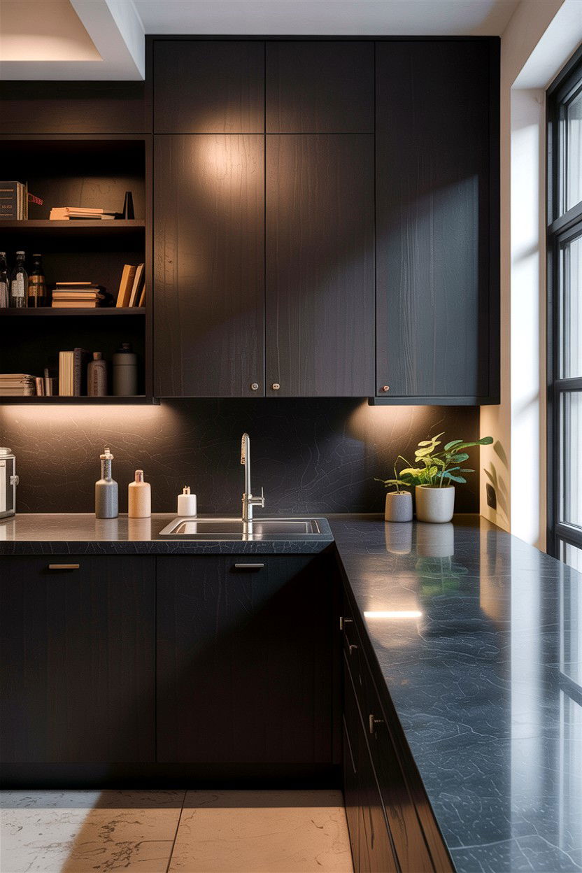 Basalt countertop - 30 stone kitchen ideas