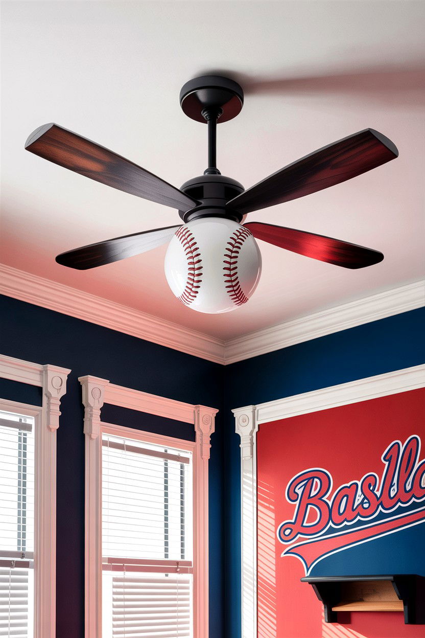 Baseball Ceiling Fan - 30 baseball bedroom ideas