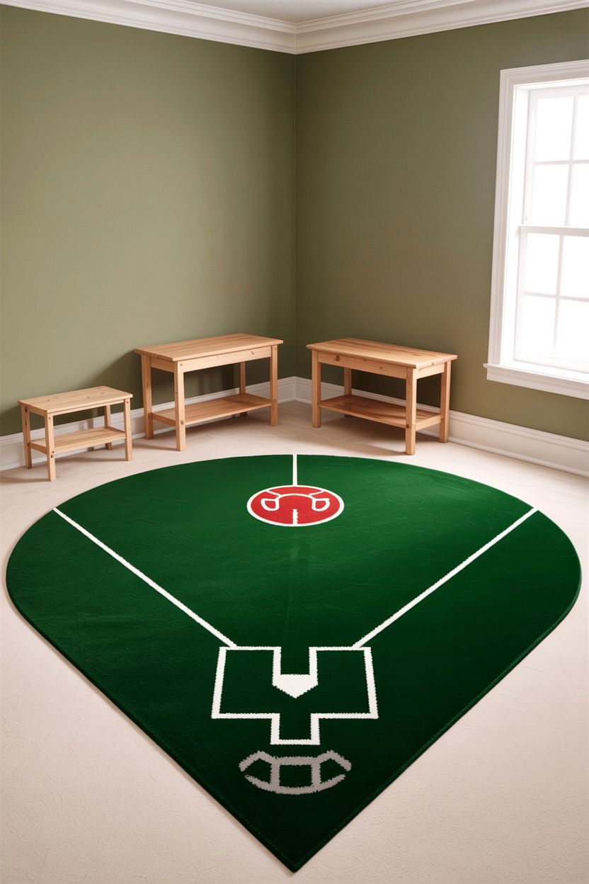 Baseball Field Rug - 30 baseball bedroom ideas