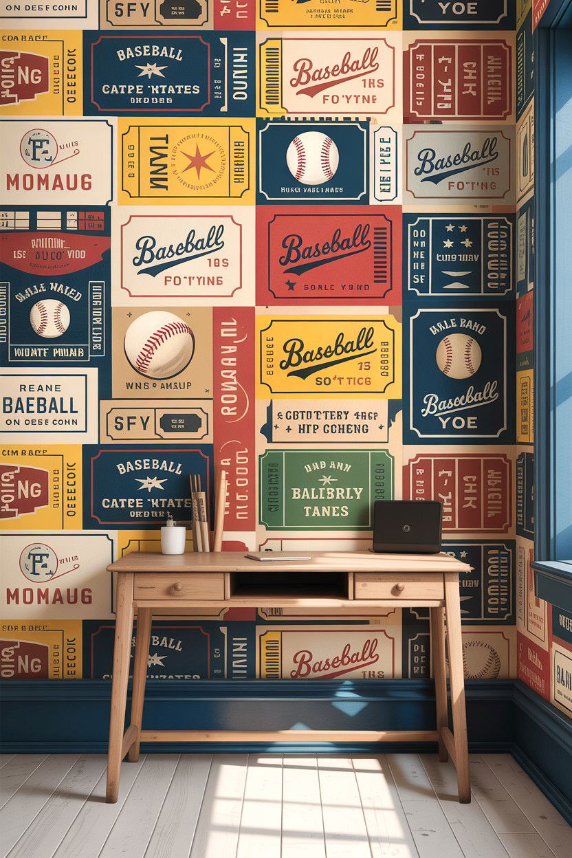 Baseball Ticket Wallpaper - 30 baseball bedroom ideas
