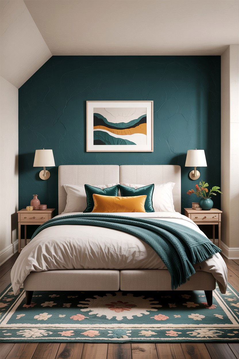 Basement bedroom with accent wall - 30 basement bedroom ideas