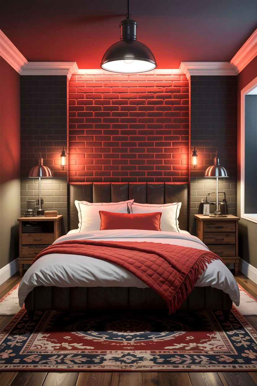 Basement bedroom with exposed brick - 30 basement bedroom ideas