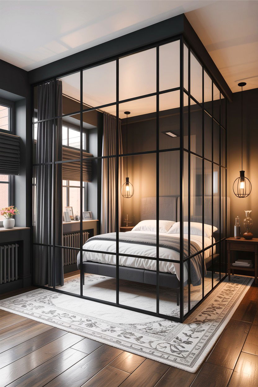 Basement bedroom with glass walls - 30 basement bedroom ideas
