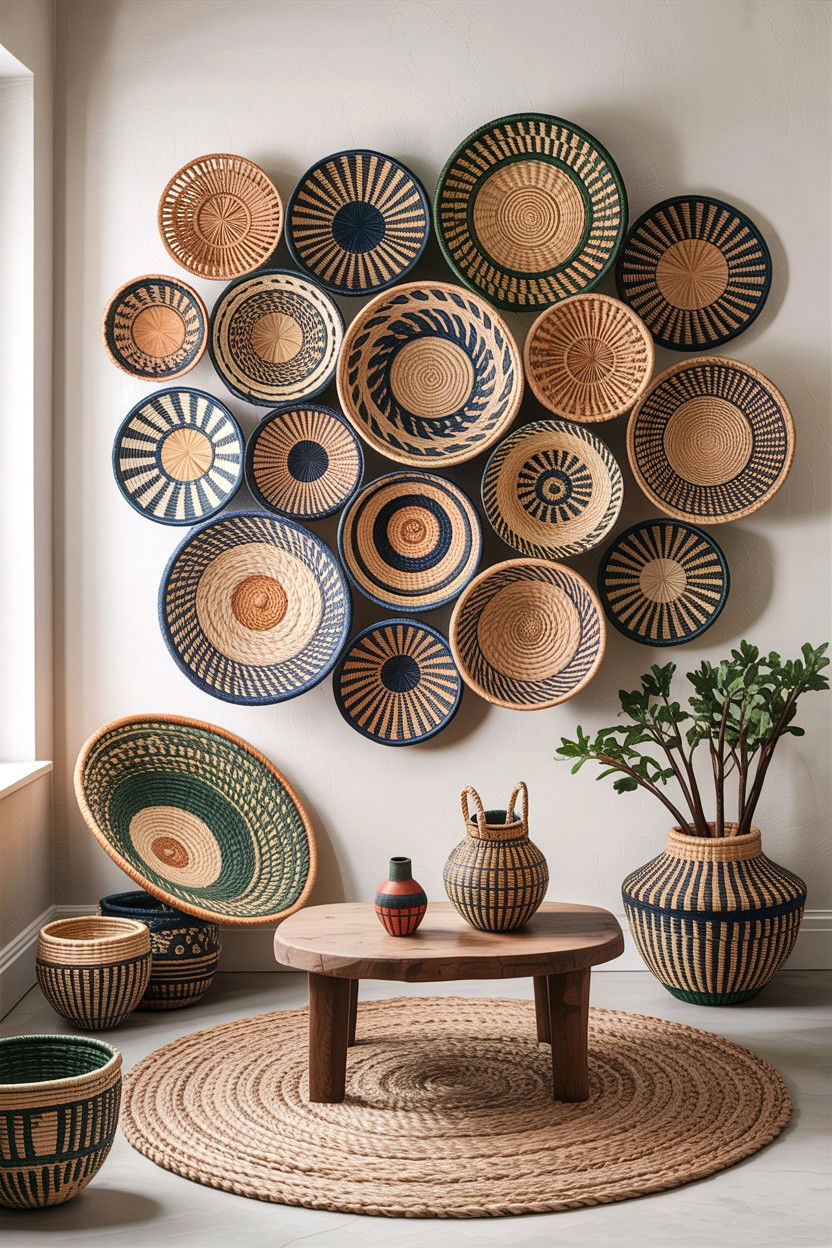 Basket Wall Living Room - 30 African living room ideas