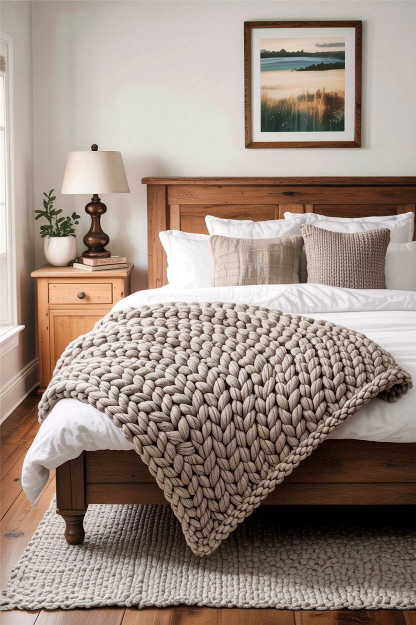 Basketweave Knit Blanket - 30 bedroom knit blankets