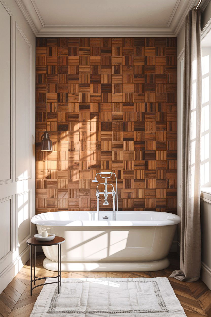 Basketweave accent wall - 30 basketweave pattern bathroom ideas