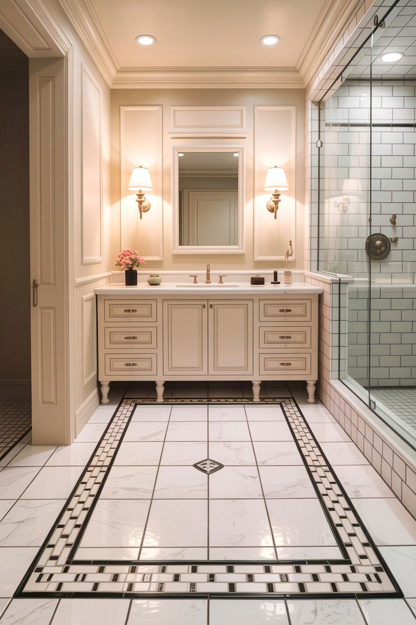 Basketweave border tile - 30 basketweave pattern bathroom ideas