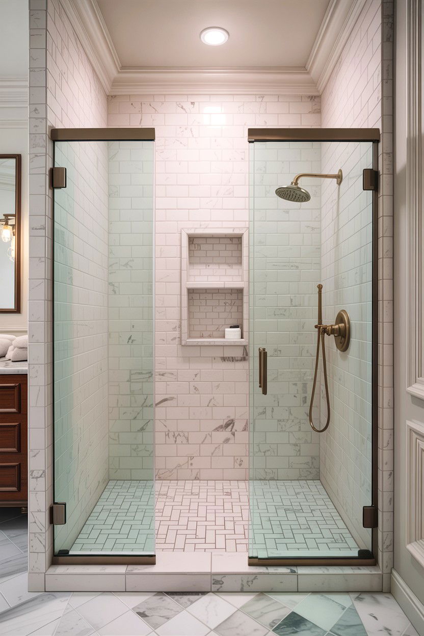 Basketweave shower floor - 30 basketweave pattern bathroom ideas