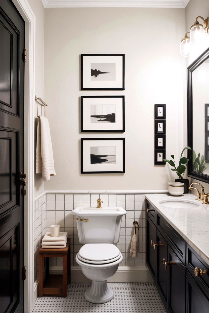 Bathroom Gallery Wall - 30 bathroom afternoon project ideas