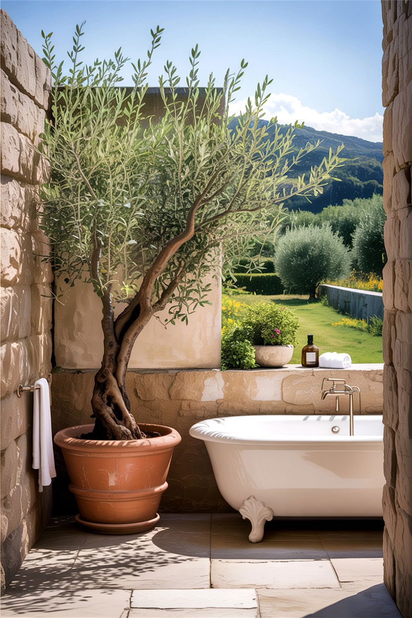 Bathroom With Olive Tree - 30 Italian bathroom ideas