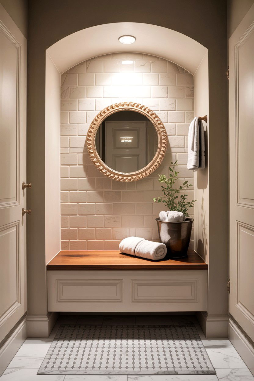 Bathroom alcove bench - 30 bathroom built-in bench ideas