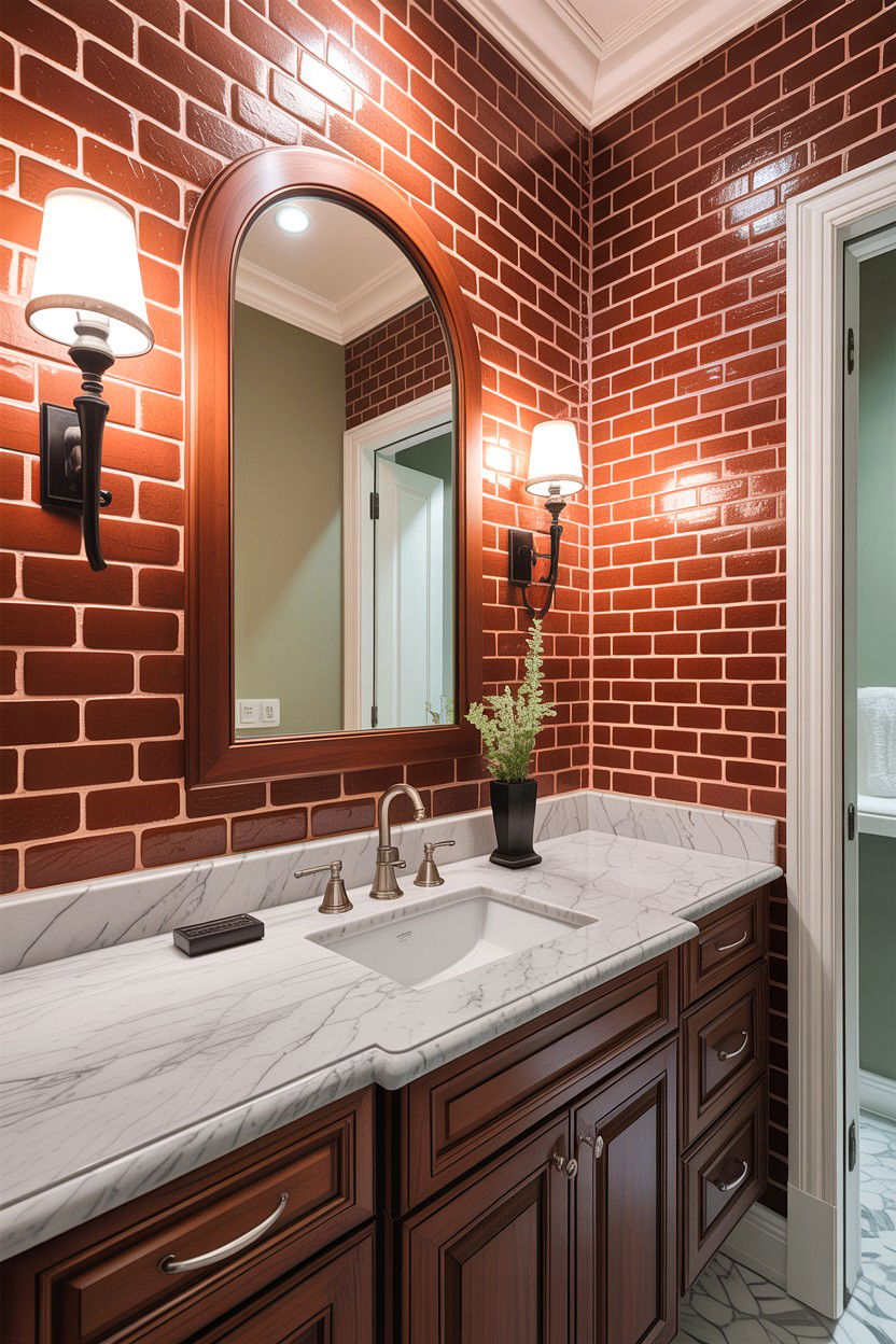 Bathroom brick backsplash - 30 exposed brick bathroom ideas