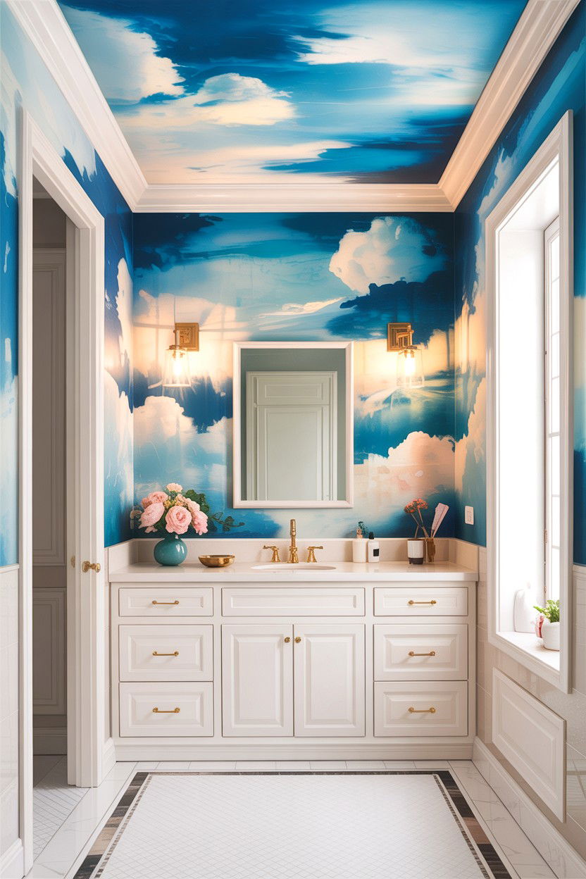 Bathroom ceiling mural - 30 bathroom ceiling ideas