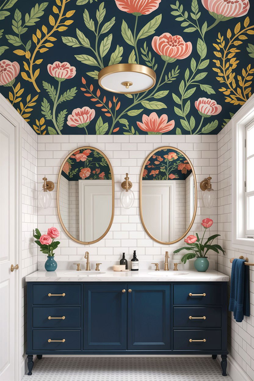 Bathroom ceiling wallpaper - 30 bathroom ceiling ideas