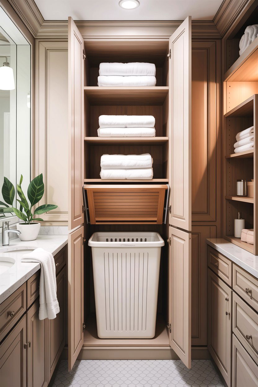 Bathroom closet with hamper - 30 bathroom closet ideas