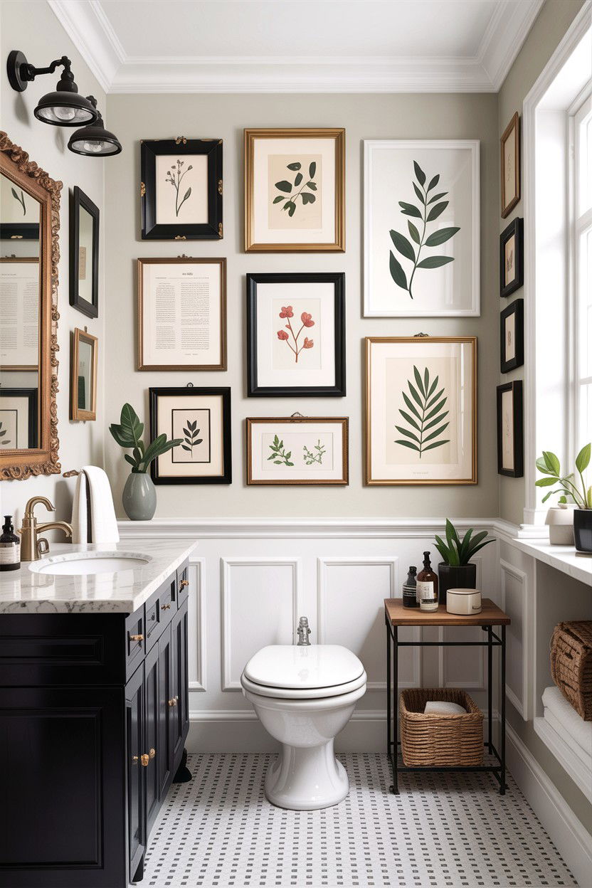 Bathroom gallery wall - 30 DIY bathroom ideas