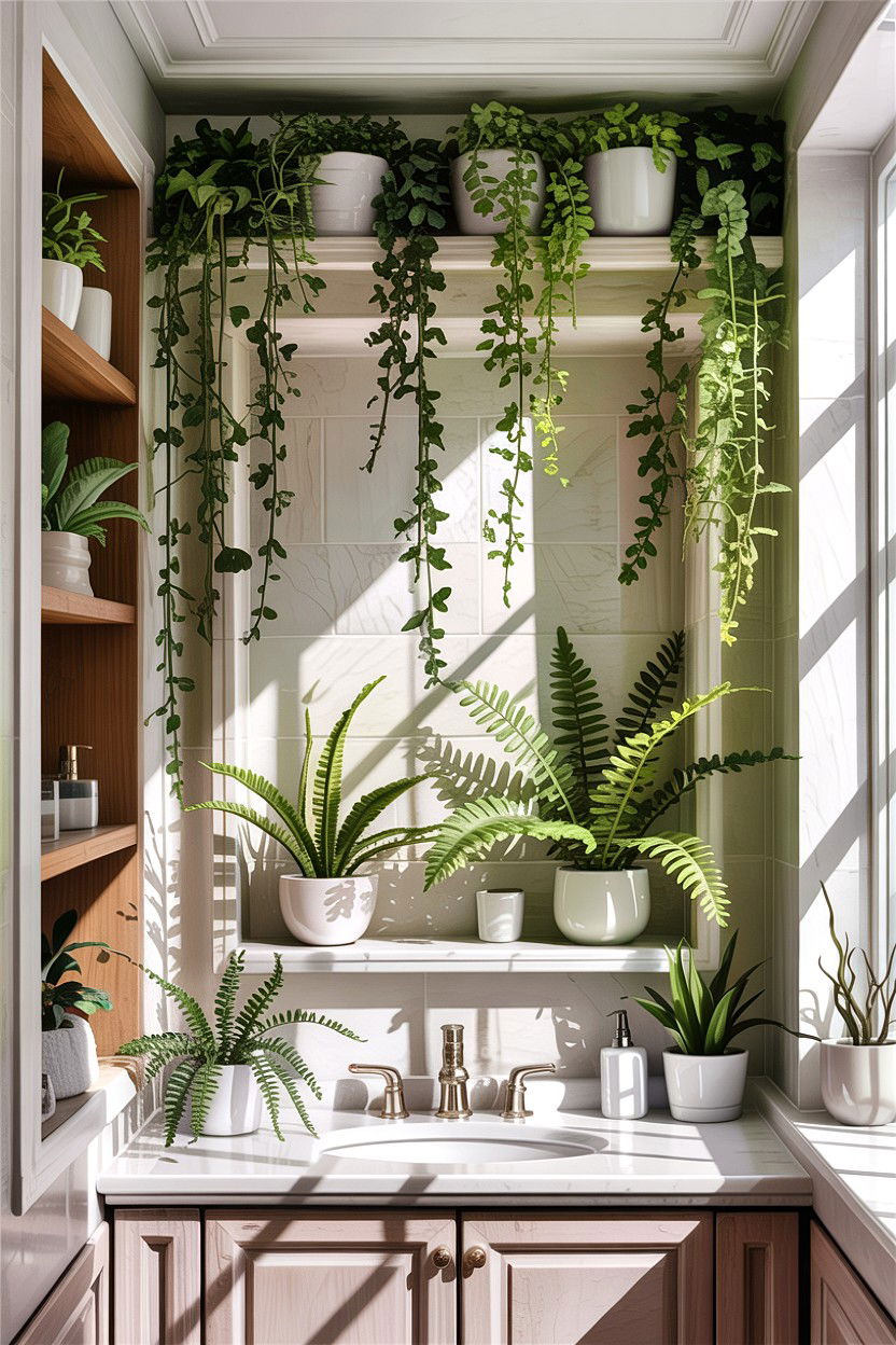Bathroom plant shelf - 30 bathroom alcove ideas