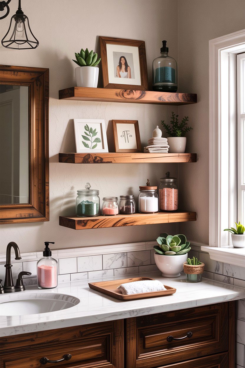 Bathroom wall shelving - 30 apartment bathroom ideas