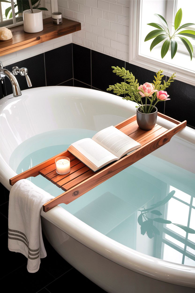 Bathtub Caddy Tray - 30 bathroom afternoon project ideas