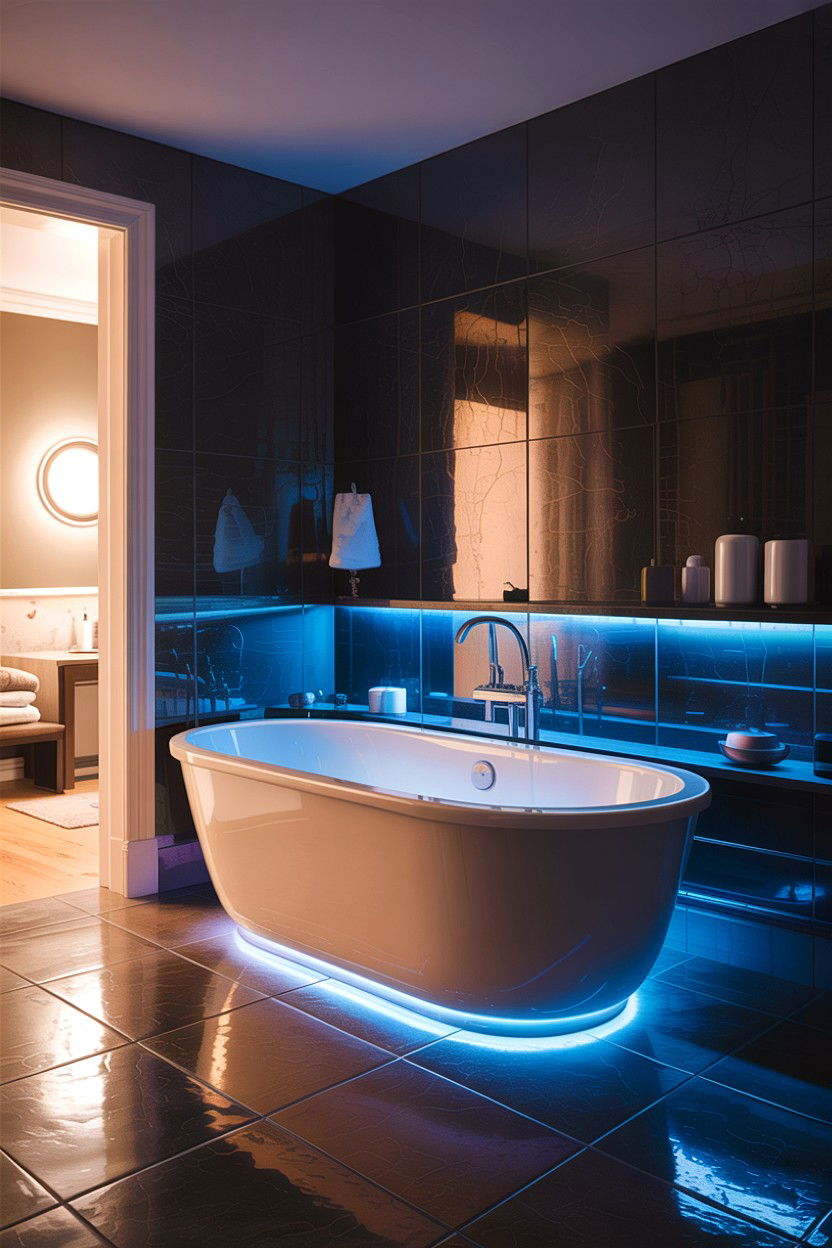 Bathtub Underglow Light - 30 chromotherapy bathroom ideas