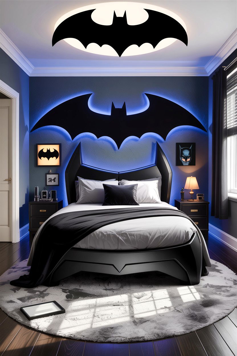 Batman themed room - 30 comic book bedroom ideas