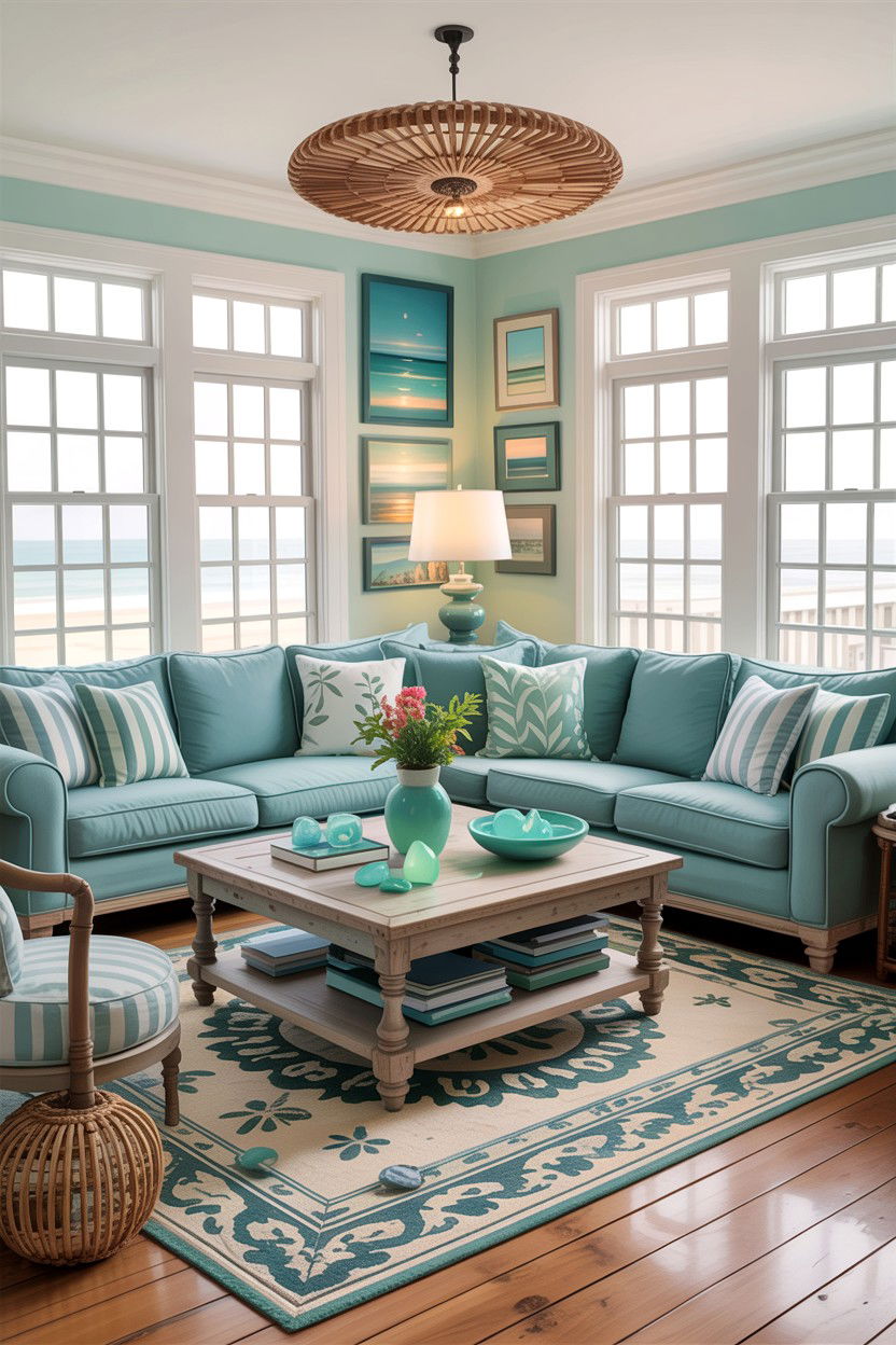 Beach House Aqua Living Room - 30 aqua living room ideas