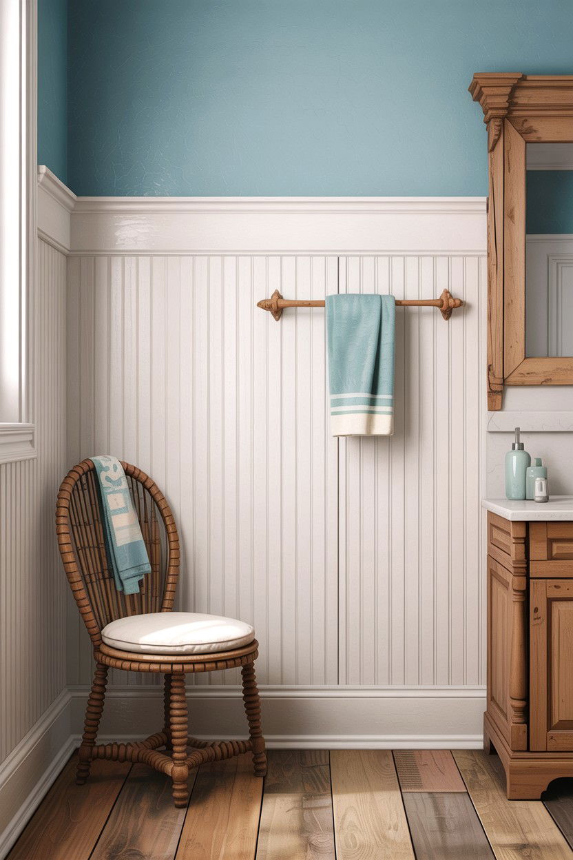 Beadboard wall paneling - 30 DIY bathroom ideas