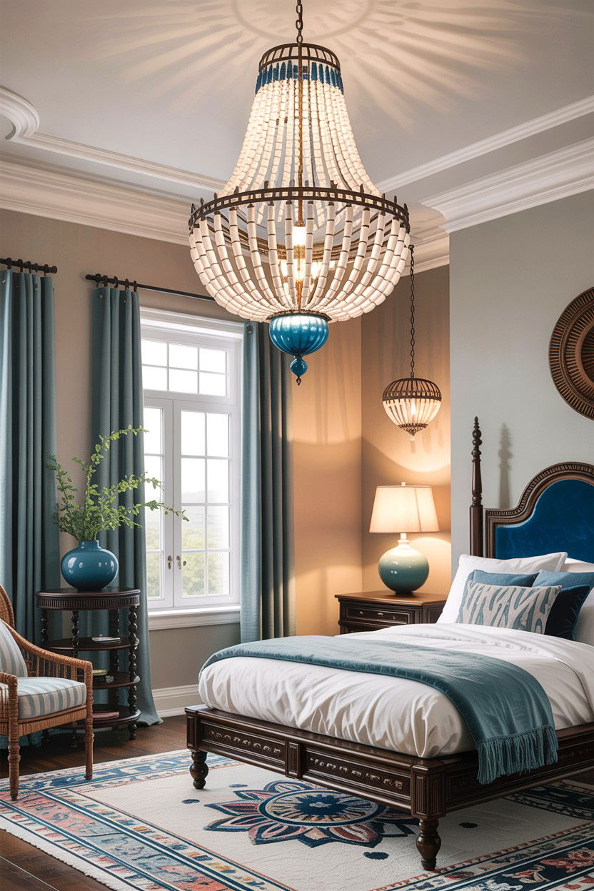Beaded Chandelier Light - 30 African bedroom ideas
