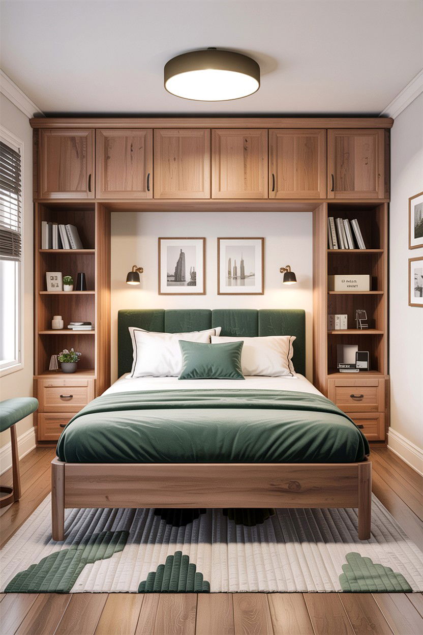 Bed Bridge Wardrobe - 30 small bedroom space storage ideas