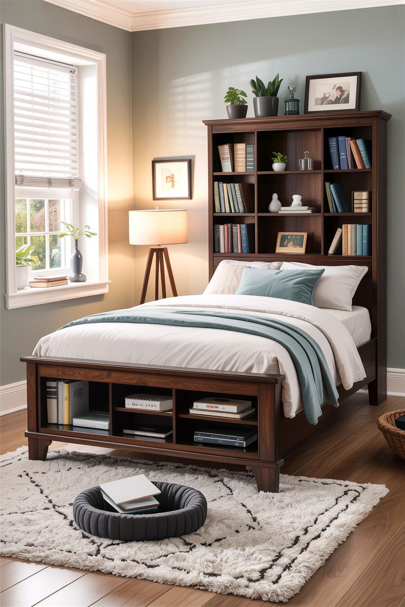 Bed Frame With Bookcase - 30 bedroom compact furniture ideas
