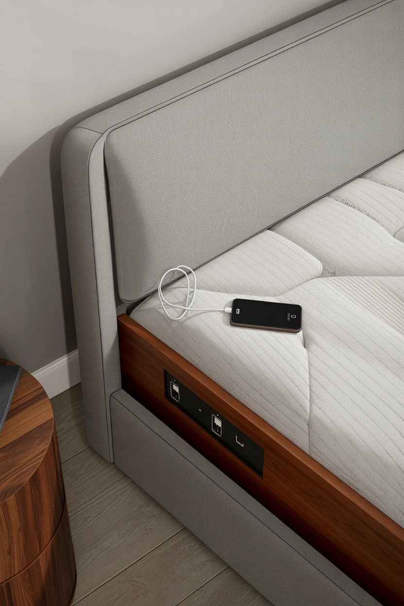 Bed Frame With USB Ports - 30 bedroom phone chargers