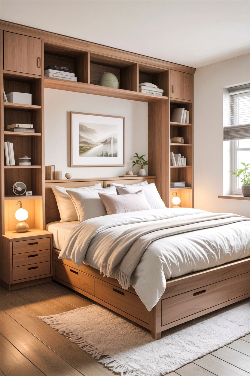Bed With Built In Drawers - 30 small bedroom space storage ideas
