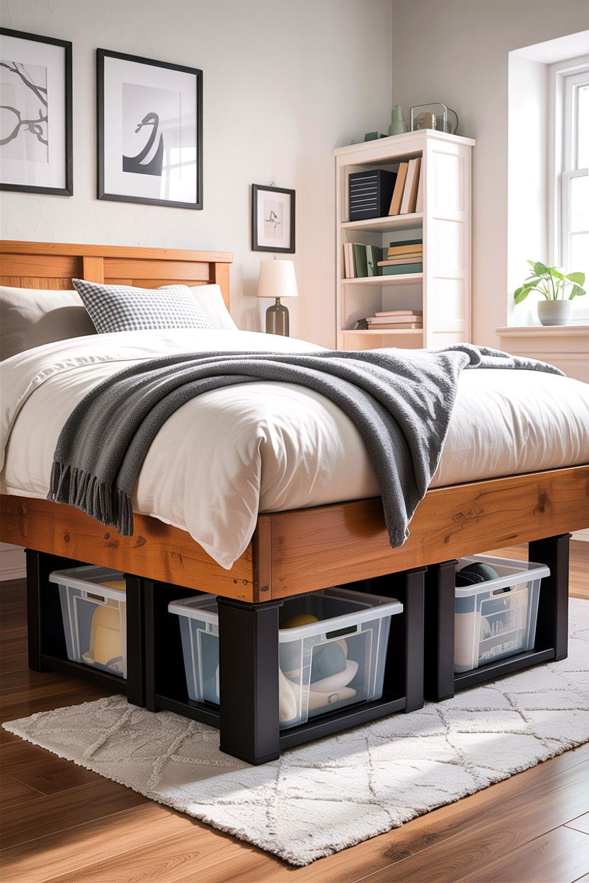 Bed riser with storage - 30 bedroom under bed storage ideas