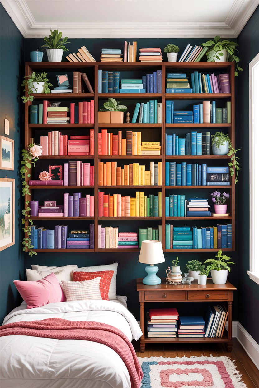 Bedroom Bookshelf Wall - 30 bedroom collection display ideas