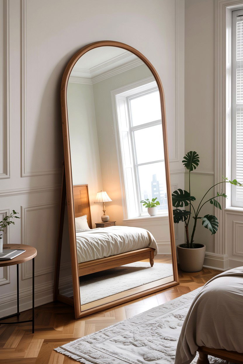 Bedroom With Floor Mirror - 30 Scandinavian minimalist bedroom ideas
