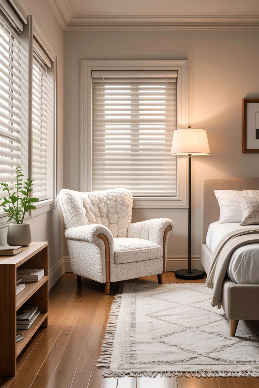 Bedroom With Shearling Chair - 30 Scandinavian minimalist bedroom ideas