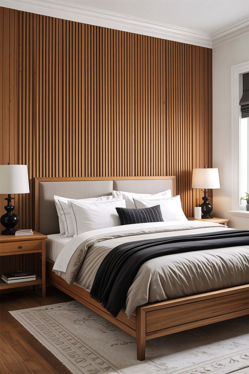 Bedroom With Wood Slat Wall - 30 Scandinavian minimalist bedroom ideas