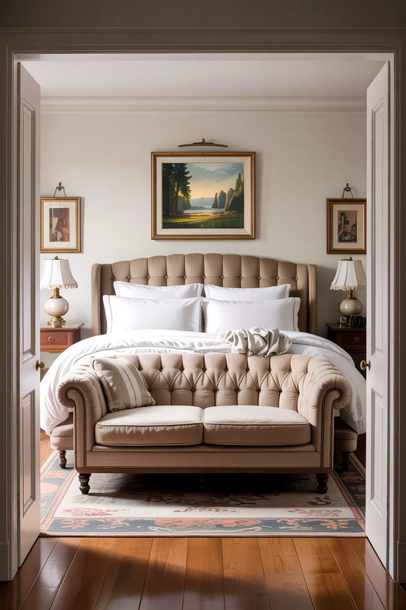 Bedroom loveseat at foot of bed - 30 bedroom with sitting area ideas