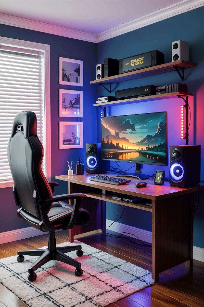 Bedroom media station - 30 football bedroom ideas