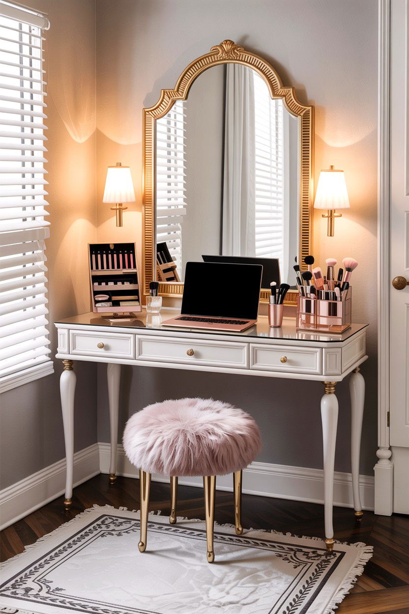 Bedroom vanity and desk combo - 30 bedroom workstation designs