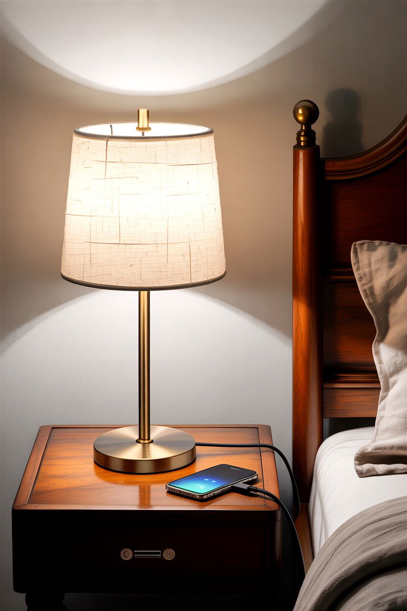 Bedside Lamp With USB Port - 30 bedroom phone chargers
