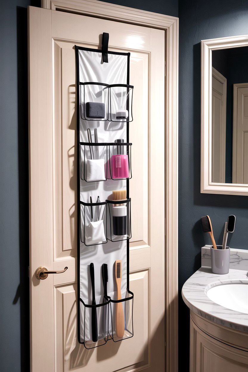 Behind the door organizer - 30 small bathroom space storage ideas