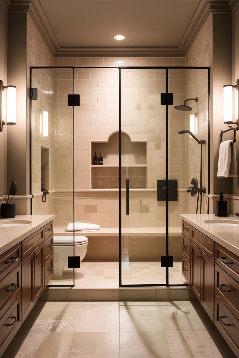 Beige Bathroom With Black Accents - 30 warm beige bathroom ideas