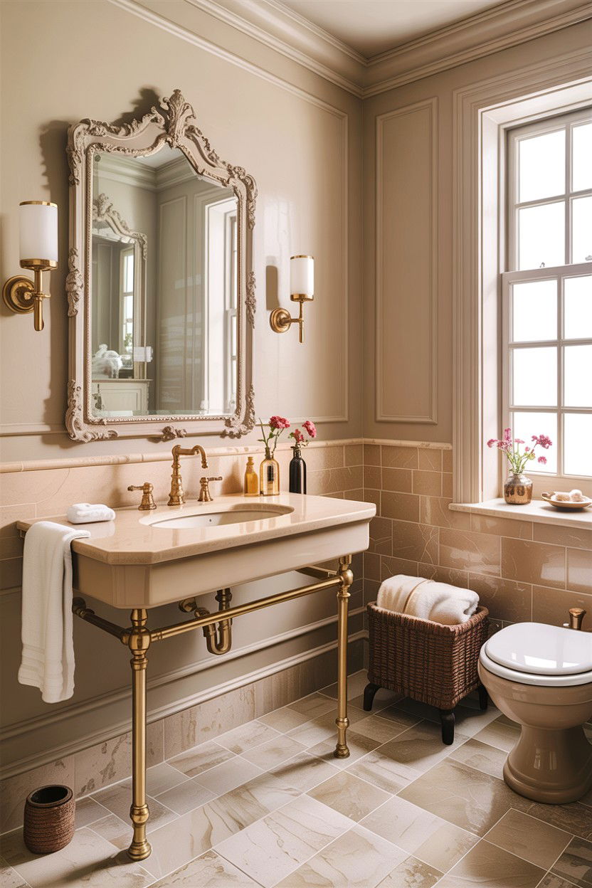 Beige Bathroom With Brass Hardware - 30 warm beige bathroom ideas