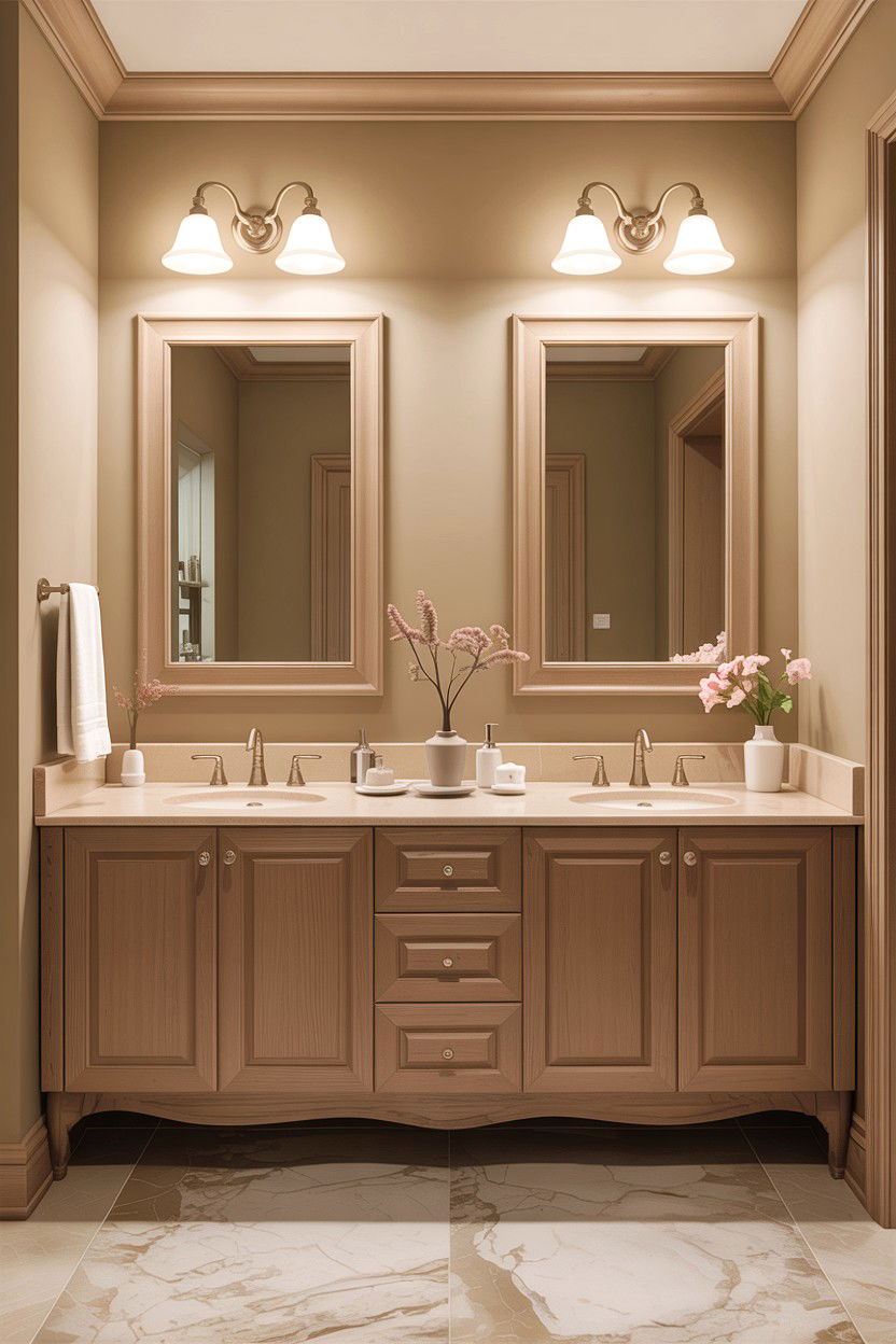 Beige Bathroom With Double Vanity - 30 warm beige bathroom ideas