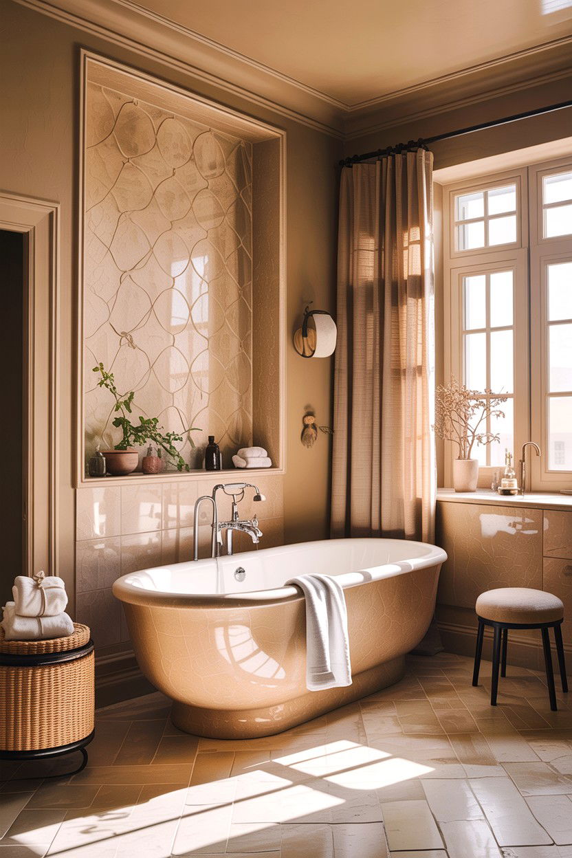 Beige Bathroom With Freestanding Tub - 30 warm beige bathroom ideas