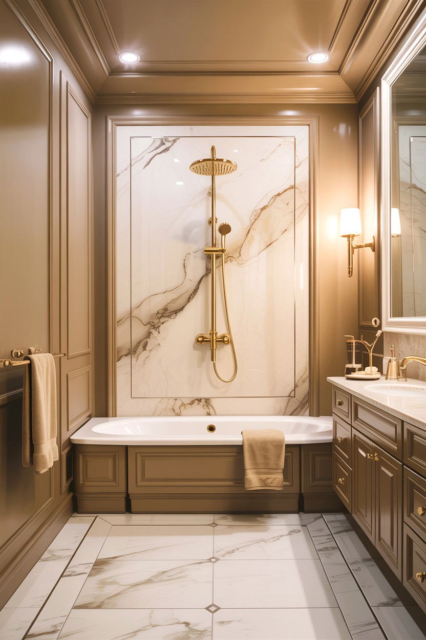 Beige Bathroom With Gold Fixtures - 30 warm beige bathroom ideas
