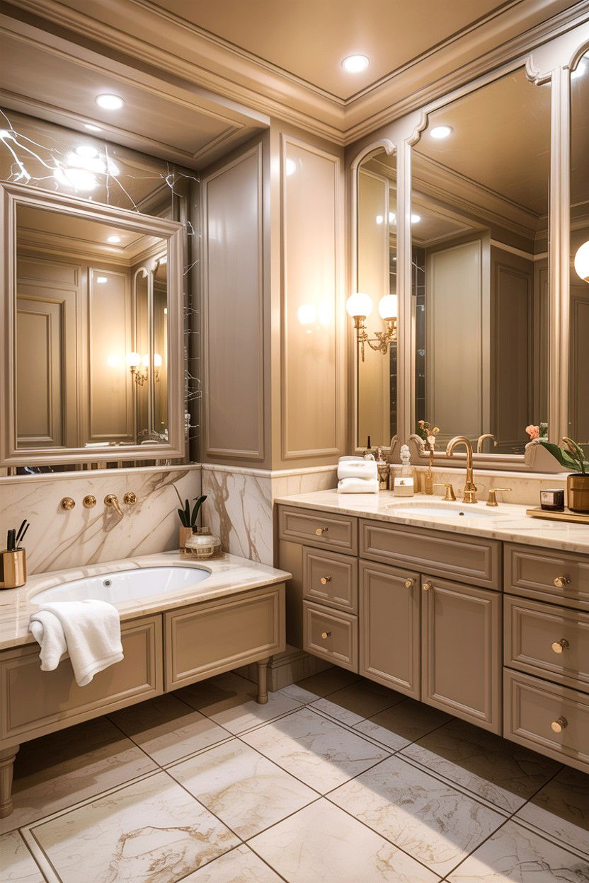 Beige Bathroom With Marble Accents - 30 warm beige bathroom ideas