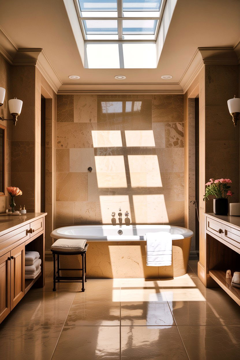 Beige Bathroom With Skylight - 30 warm beige bathroom ideas