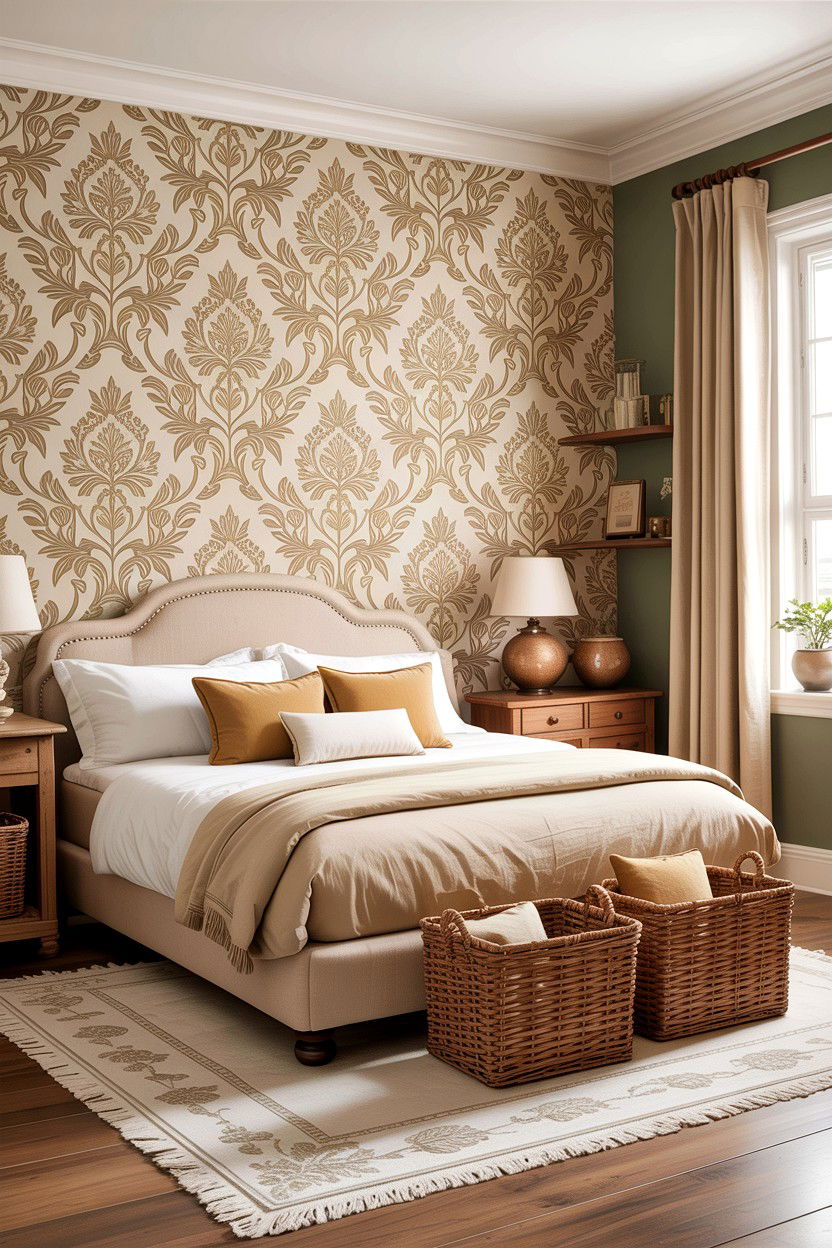 Beige Damask Wallpaper - 30 bedroom damask wallpapers